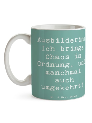 Mr. & Mrs. Panda Tasse Spruch Ausbilderin Chaos Ordnung mit Spruch in Meeresbrise