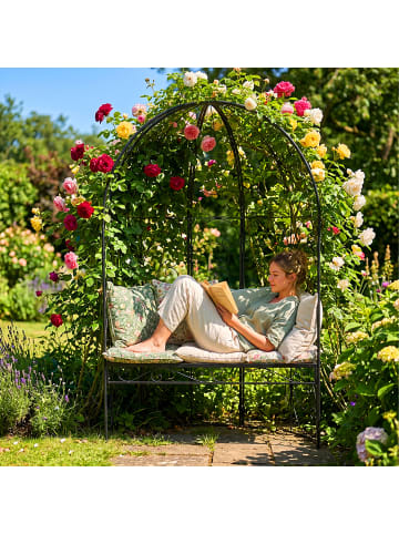 relaxdays Gartenbank "Kuppeldach" in Schwarz - (B)120 x (H)178 x (T)58 cm