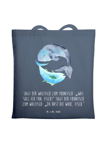 Mr. & Mrs. Panda Umhängetasche Walfisch Thunfisch mit Spruch in Indigo Blue