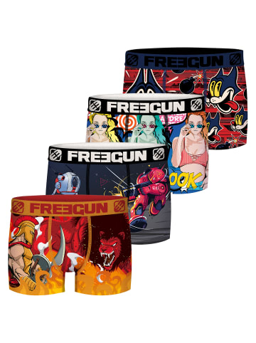 Freegun Trunk Freegun Comic Herren Boxershorts 4er Pack in Mehrfarbig