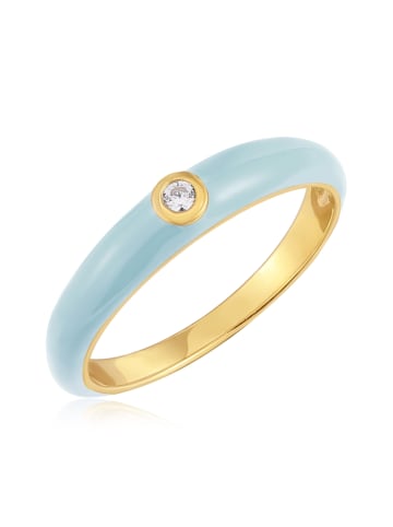 Glanzstücke München Ring Sterling Silber gelbgold Zirkonia weiß Emaille blau in gelbgold