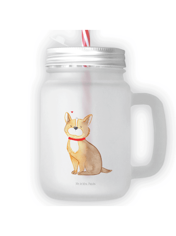Mr. & Mrs. Panda Trinkglas Mason Jar Hund Glück ohne Spruch in Transparent