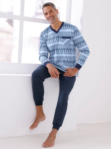 Sieh an! Schlafanzug in eisblau-dunkelblau-bedruckt