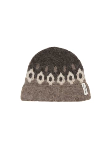 Jacquard-Mütze im Norweger-Stil mit breitem Umschlag in Dark Brown