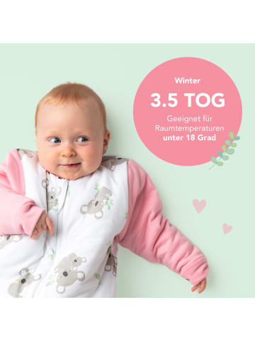 Schlummersack Babyschlafsack, 3.5 TOG in Rosa-Weiß