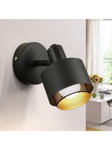 ZMH Deckenleuchte in schwarzgold 1-flammige E14 Metall schwenkbar L 10cm