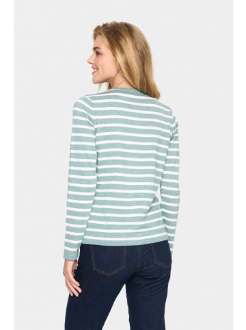 SAINT TROPEZ Strickjacke MilaSZ Gerade Passform in Blue Surf Melange