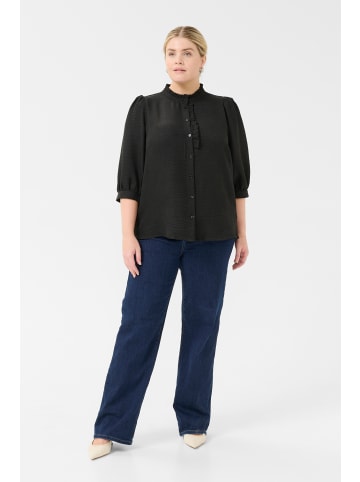 KAFFE curve Langarm-Bluse KCellinor in Black Deep CC