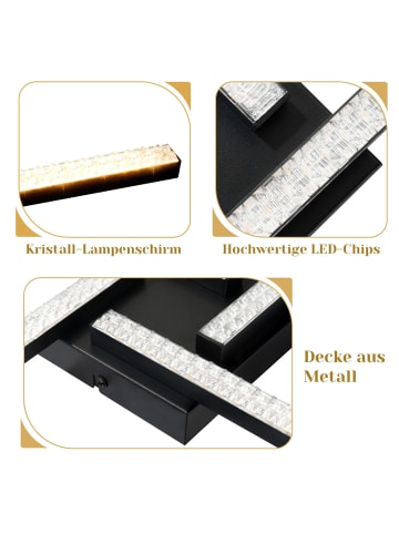 ZMH LED Deckenleuchte in Schwarz L 56.5CM 3000K Warmweiß Kristall Modern 24W