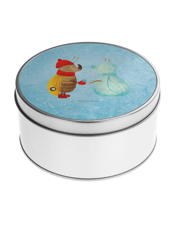 Mr. & Mrs. Panda Blechdose rund Nachtfalter Schneemann ohne Spruch in Eisblau