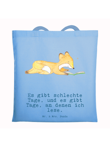 Mr. & Mrs. Panda Stoffbeutel Fuchs Lesen mit Spruch in Sky Blue