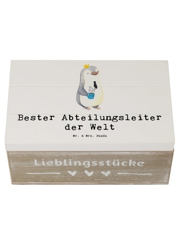 Mr. & Mrs. Panda Holzkiste mit Deckel Pinguin Bester Abteilungsl... in Weiß