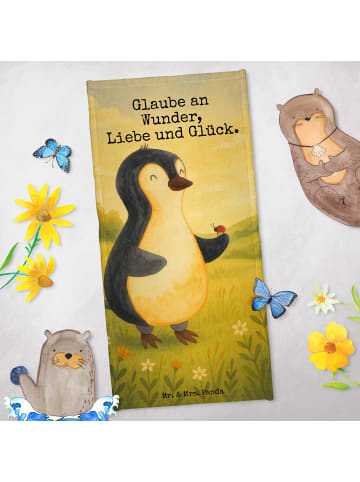 Mr. & Mrs. Panda Handtuch Pinguin Marienkäfer Design mit Spruch in Weiß