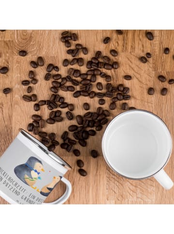 Mr. & Mrs. Panda Emaille Tasse 12 Hochzeitstag Nickelhochzeit mi... in Heather Grey