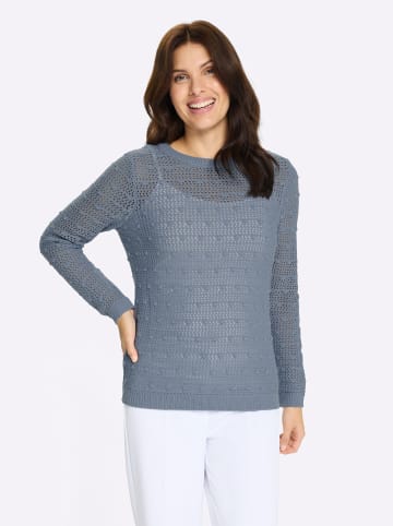 Sieh an! Ajourpullover in taubenblau