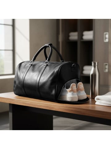 BACCINI Leder-Reisetasche echt Leder Weekender groß schwarz-52-cm in schwarz