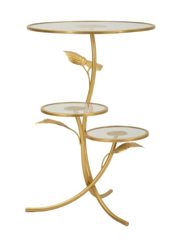 Mauro Ferretti Couchtisch mit 3 Ablagen aus goldfarbenem Metall und Glas, ø 54 x 69,5 cm