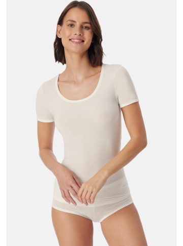 Schiesser Unterhemd / Shirt Kurzarm Personal Fit in Creme / schwarz / dunkelblau