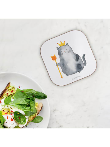 Mr. & Mrs. Panda Tischuntersetzer Katze König ohne Spruch in Weiß