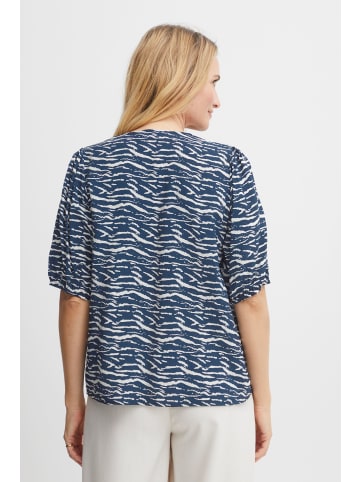Fransa Kurzarmbluse FRNITA Bl 1 - 20611923  Halbarm Bluse mit V-Ausschnitt in Blau