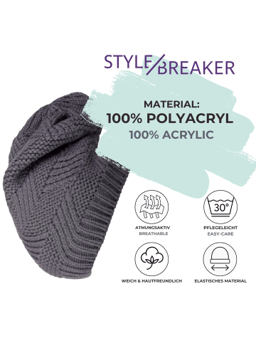 styleBREAKER Strick Beanie Mütze in Grau
