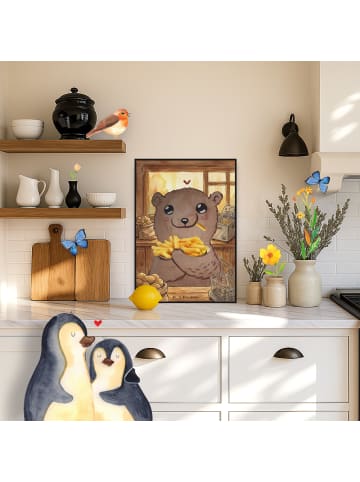 Mr. & Mrs. Panda Plakat Bär Pommes verliebt Design ohne Spruch in Weiß