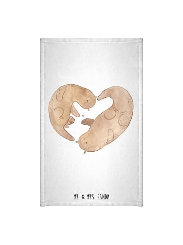Mr. & Mrs. Panda Handtuch Otter Herz ohne Spruch in Weiß