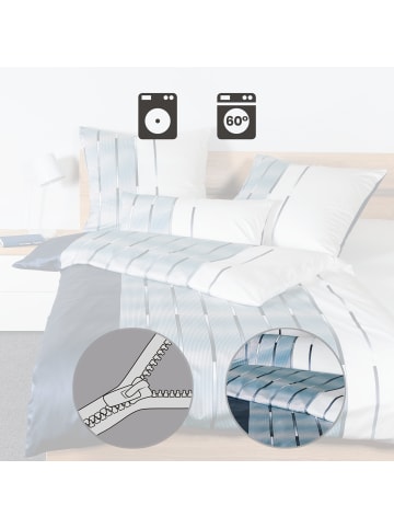 Janine Mako-Satin Bettwäsche in blau