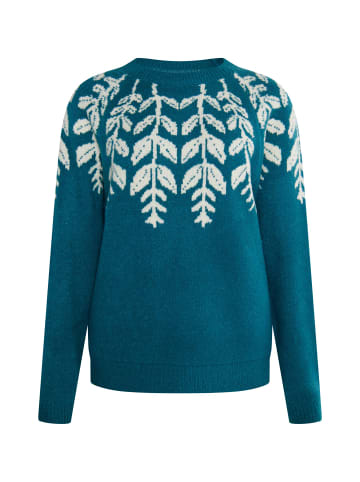 Albee Women Strick Pullover in Petrol Mehrfarbig
