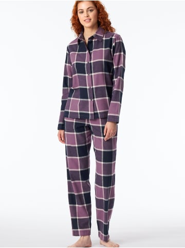 Schiesser Pyjama Selected Premium Warming in dunkelblau, pflaume