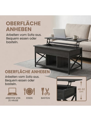 VASAGLE Couchtisch Daxton in Grau-Schwarz - (B)100 x (H)62 x (T)60 cm