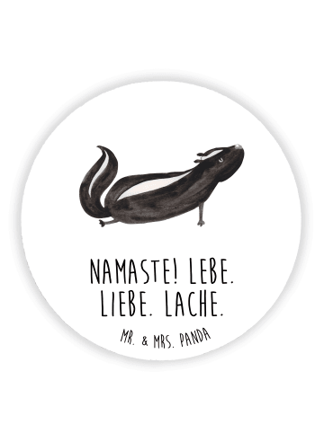 Mr. & Mrs. Panda Kühlschrankmagnet Stinktier Yoga mit Spruch in Weiß