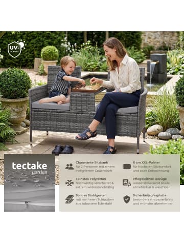 tectake Rattan-Gartensitzbank, 2-Sitzer, 133 x 63 x 84 cm, 6-cm-Polster