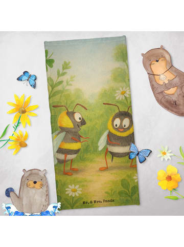 Mr. & Mrs. Panda Badehandtuch Bienen Paar Design ohne Spruch in Weiß