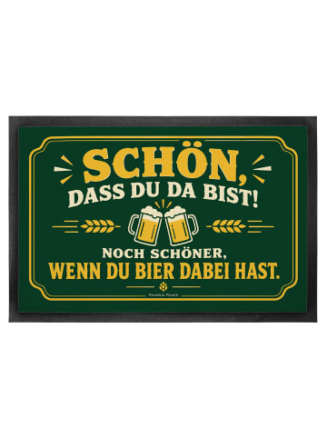Mr. & Mrs. Panda Fußmatte Bier retro Design mit Spruch in Weiß