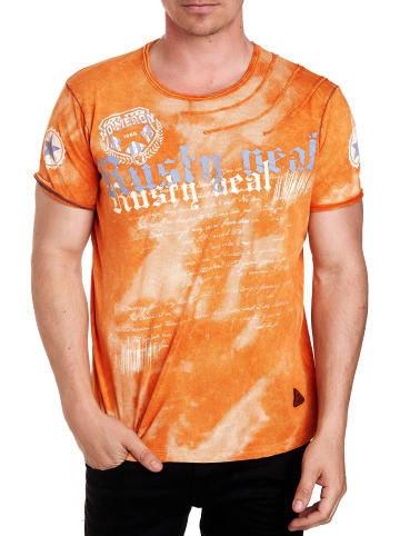 Rusty Neal Color Tie Dye Batik T-Shirt mit Logo-Print in Orange