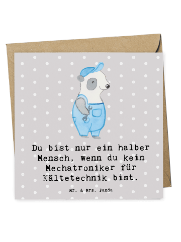 Mr. & Mrs. Panda Deluxe Karte Mechatroniker für Kältetechnik Her... in Grau Pastell