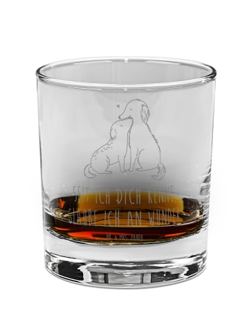 Mr. & Mrs. Panda Whiskey Glas Hunde Liebe mit Spruch in Transparent