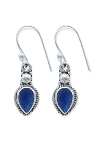 mantraroma 925er Silber - Ohrringe (L) 12 x (B) 28 mm mit Lapis Lazuli