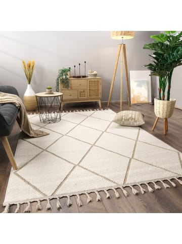KADIMA DESIGN Teppich Kurzflor Geometrisch Wohnzimmer in Beige