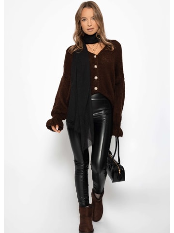 SASSYCLASSY Cardigan mit Volants in Braun