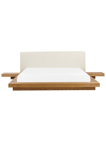 Beliani Doppelbett ZEN in Braun/Weiß - (W) 328 x (H) 86 x (L) 229 cm
