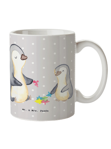 Mr. & Mrs. Panda Tasse Sozialpädagoge Herz ohne Spruch in Grau Pastell