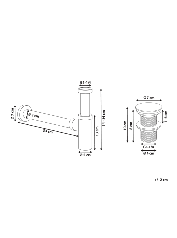Beliani Siphon MAFREDI in Silber - (W) 7 x (H) 14 x (L) 33 cm