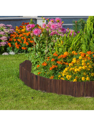 relaxdays Beeteinfassung in Dunkelbraun - (B)200 x (H)20 cm