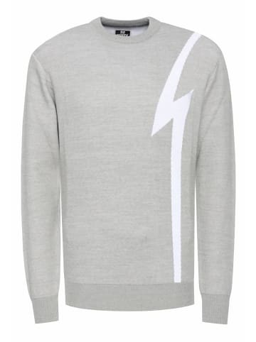 Rusty Neal Rundhals Flash Strick Pullover in Grau / Weiß
