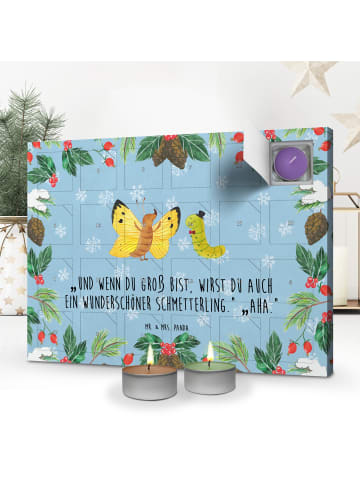 Mr. & Mrs. Panda Adventskalender Raupe Schmetterling mit Spruch in Eisblau