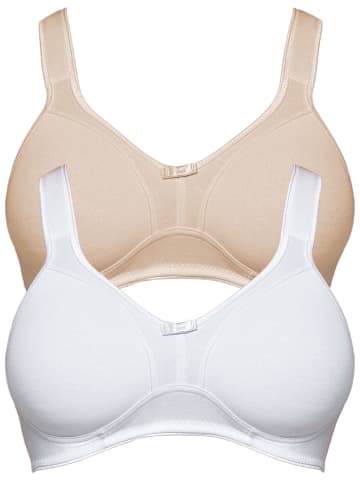 SUSA 2er Pack Entlastungs BH ohne Bügel Basics in Weiss cappuccino