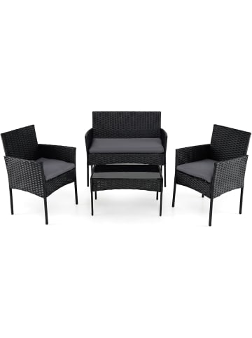 COSTWAY 4 tlg. PE-Rattan Gartenmöbel Set in Grau
