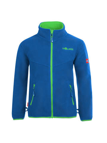 Trollkids Fleece Jacke "Oppdal XT" in Mittelblau / HellgrÃƒÂ¼n